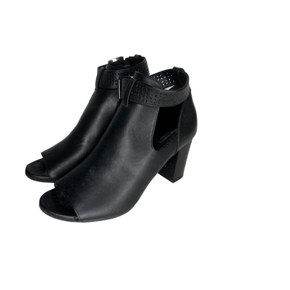 Sole Senseability Kohls Ankle Shoes Booties Sz 7 Faux Leather Peep Toe - Picture 2 of 8